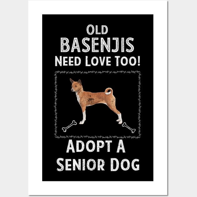 Senior Dog Adoption T-Shirt for Basenji Dog Lovers Wall Art by bbreidenbach